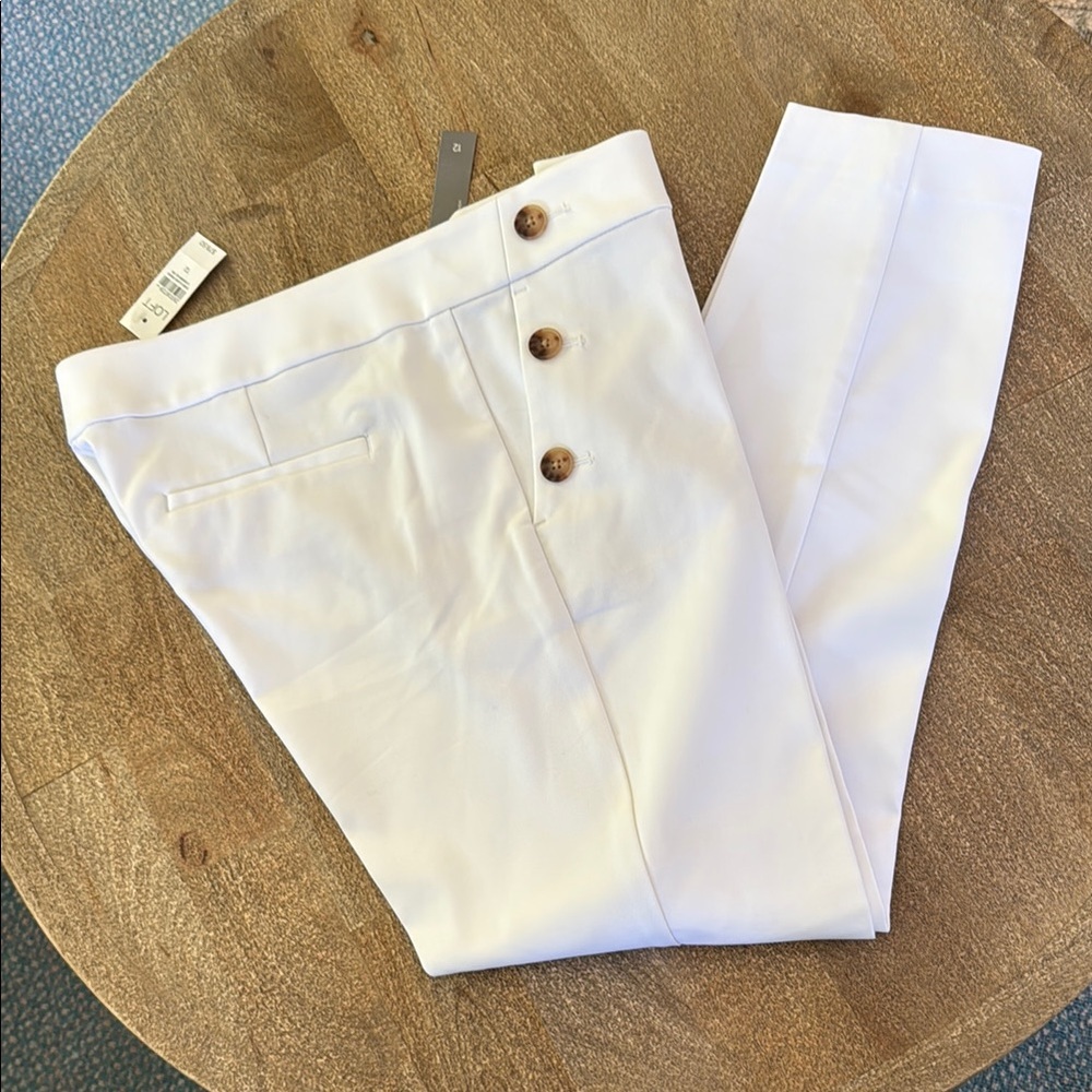 Loft White Button detail  Pants